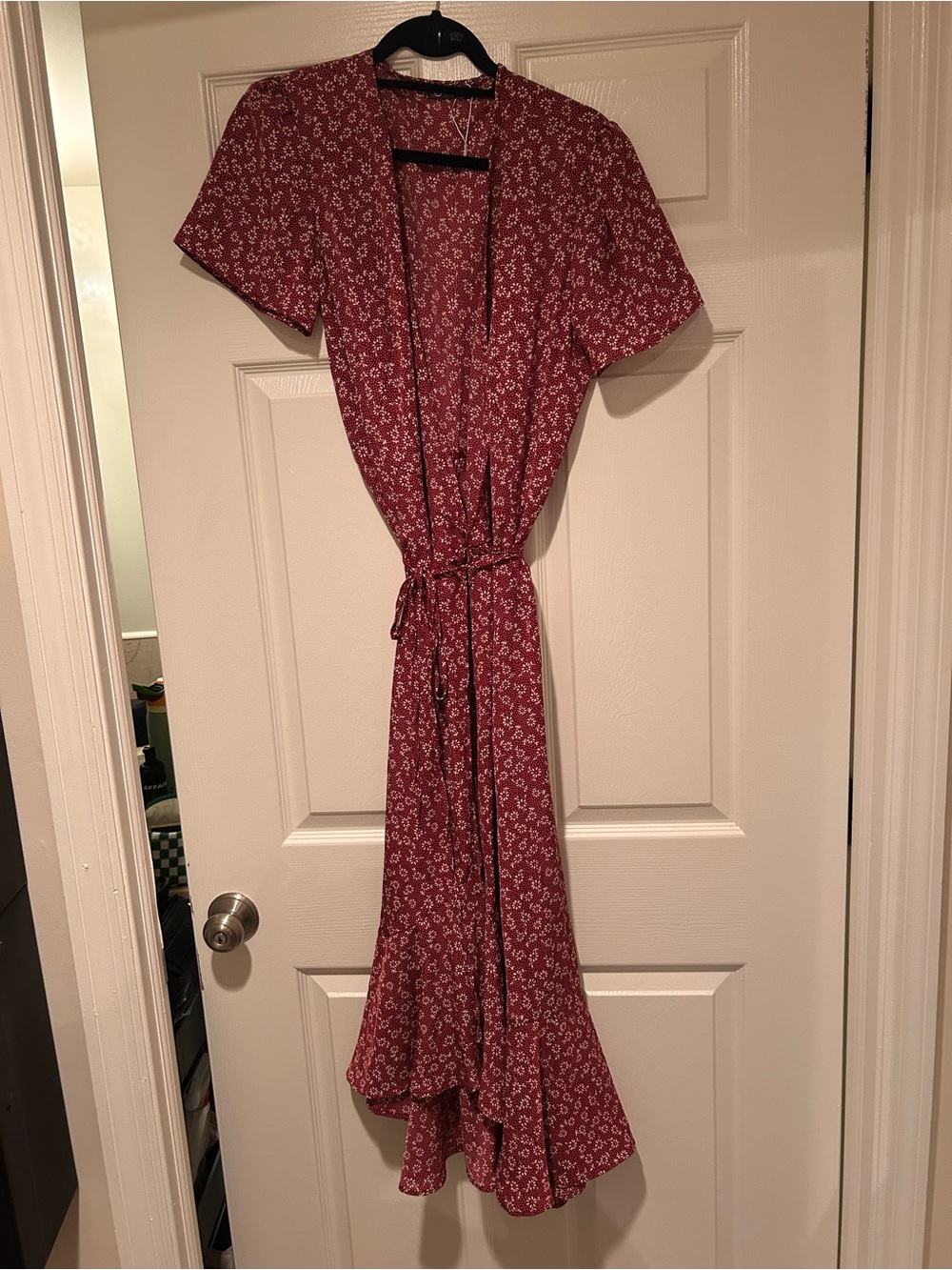 Floral Wrap Maxi Dress - Burgundy